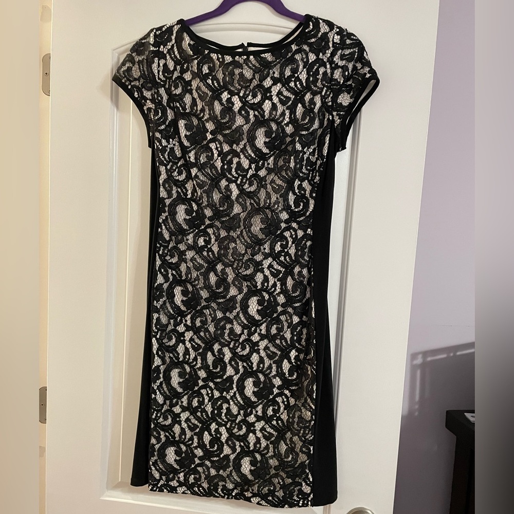 Ralph Lauren black and white lace sheath dress- Size 10